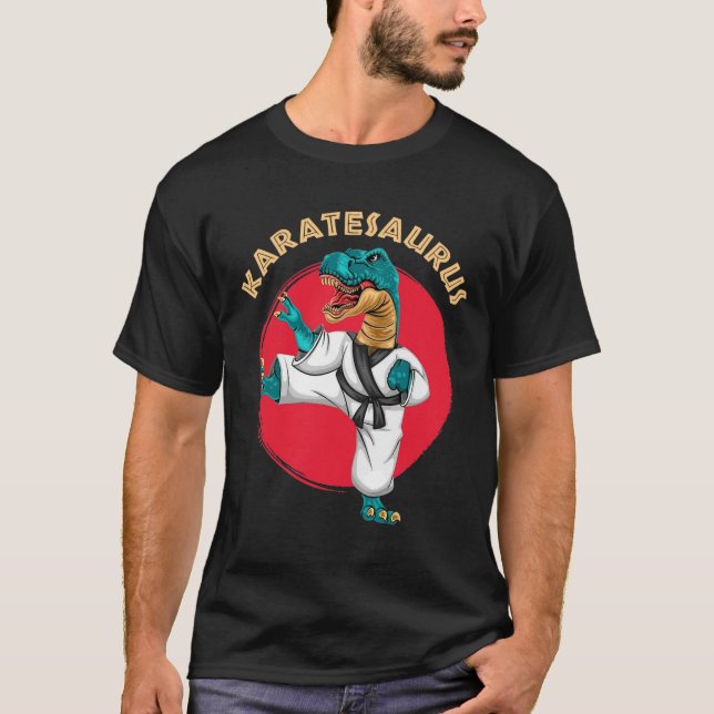 Karatesaurus Lustiger Karate Dinosaur  T-Shirt (Vorderseite)