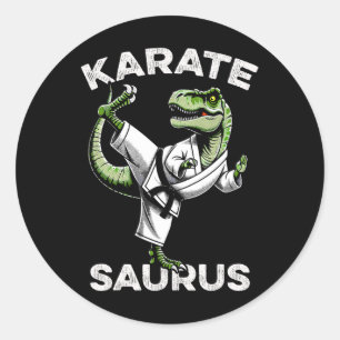 Karatesaurus T-rex Karate Dino Funny Dinosaur Mart Runder Aufkleber