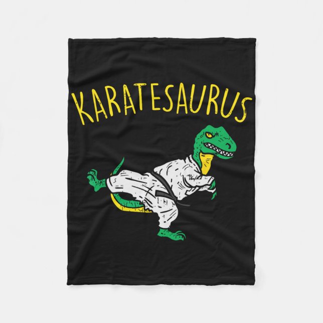 Karatesaurus Trex Karate Lustiger Dinosaurier Mart Fleecedecke (Vorderseite)