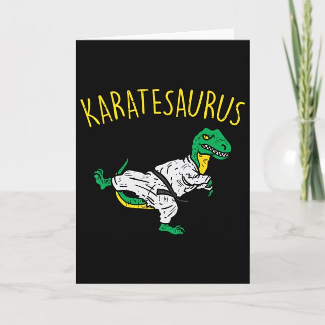 Karatesaurus Trex Karate Lustiger Dinosaurier Mart Karte (Vorderseite)