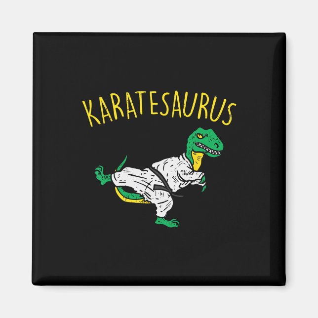 Karatesaurus Trex Karate Lustiger Dinosaurier Mart Magnet (Vorne)