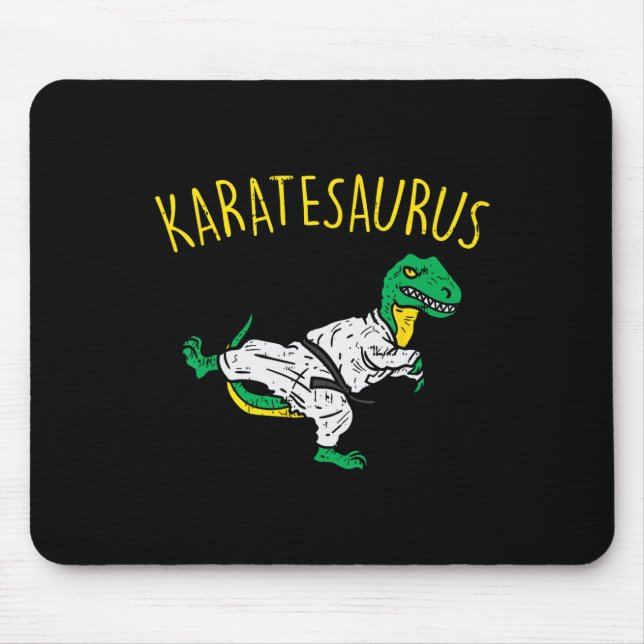 Karatesaurus Trex Karate Lustiger Dinosaurier Mart Mousepad (Vorne)