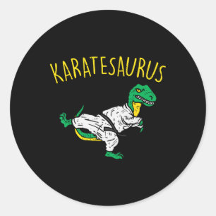 Karatesaurus Trex Karate Lustiger Dinosaurier Mart Runder Aufkleber