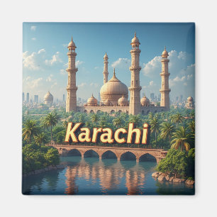 Karatschi Pakistan Reise Stadt Illustration Magnet
