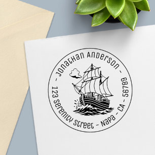 Karavelle Hölzernes Segelschiff Runde Adresse Permastempel