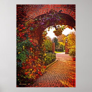 KARCHENBRICK-EINGANG, FALL FOLIAGE, GARTEN ÜBER POSTER