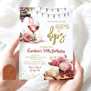 Karcuterine Erwachsene Geburtstagsparty "Sips and Einladung