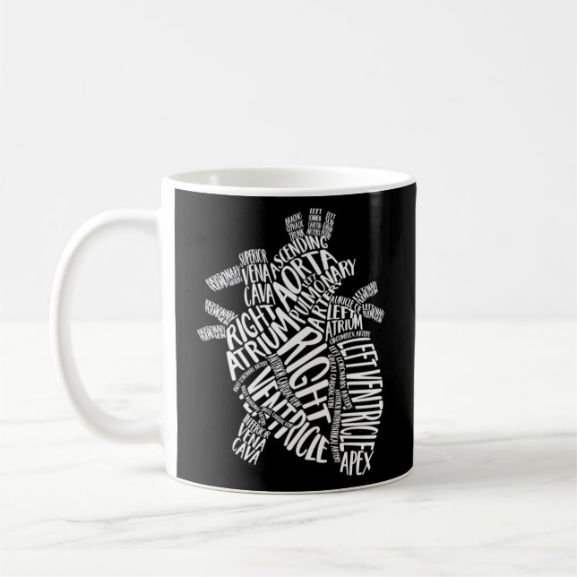 Kardiale anatomische Typografie Herzkardiologie Kr Kaffeetasse (Links)