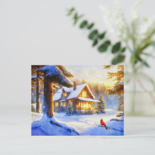 Kardinal an einem Schneetag Postkarte