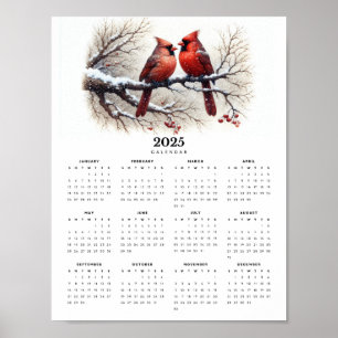 Kardinal auf der Snowy Branch 2025 Kalender Poster