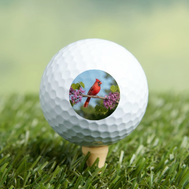 Kardinal auf einem Redbud-Zweig Golfball (Insitu T-Shirt)