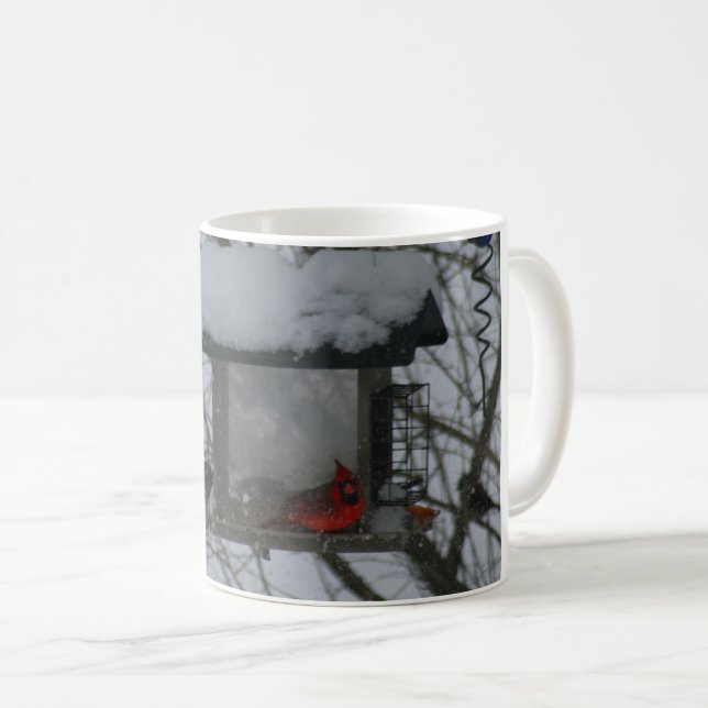 Kardinal auf einem Schneezettel Kaffeetasse (VorderseiteRechts)