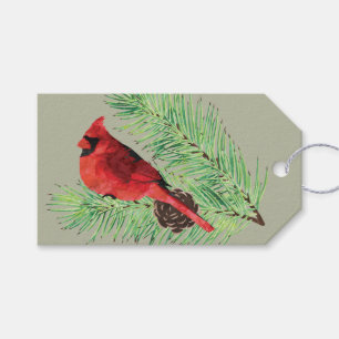 Kardinal auf Evergreen / Personalisierte Geschenkm Geschenkanhänger
