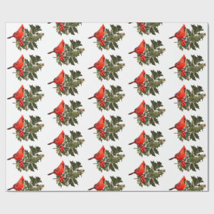 Kardinal auf Holly 2 Wrapping Paper Geschenkpapier