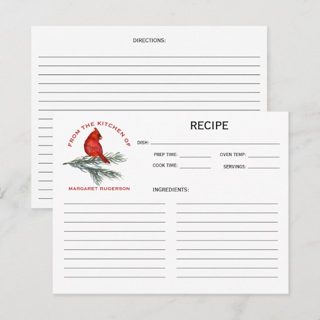 Kardinal auf Kiefernzweig aus der Küche von (Vorne/Hinten)