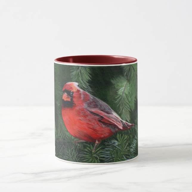 Kardinal auf Kiefernzweig Tasse (Zentrum)
