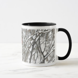 Kardinal auf Snowy-Hartriegel-Tasse Tasse