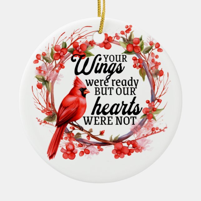 Kardinal aus dem Himmel. Keramik-Ornament Keramik Ornament (Vorne)