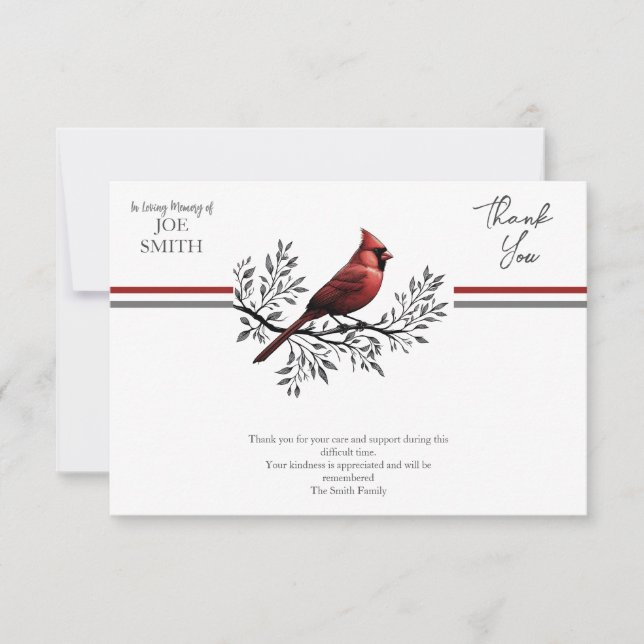 Kardinal Beerdigung Gedenkfeier Dankeskarte (Vorderseite)