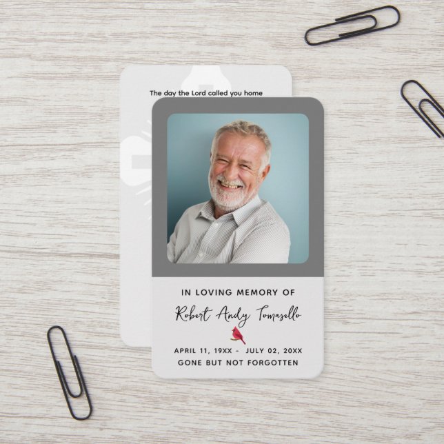 Kardinal-Beerdigungskarte Visitenkarte (Vorderseite/Rückseite Beispiel)