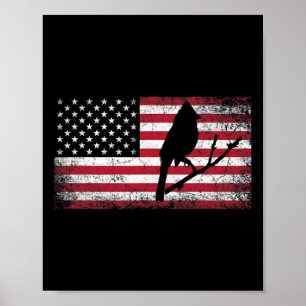 Kardinal Bird 4. Juli Amerikanische Flagge Amerika Poster