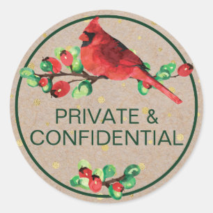 Kardinal Bird & Berries Private & Confidential Runder Aufkleber