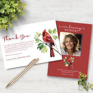 Kardinal Bird Funerbital Memorial Foto Vielen Dank Dankeskarte