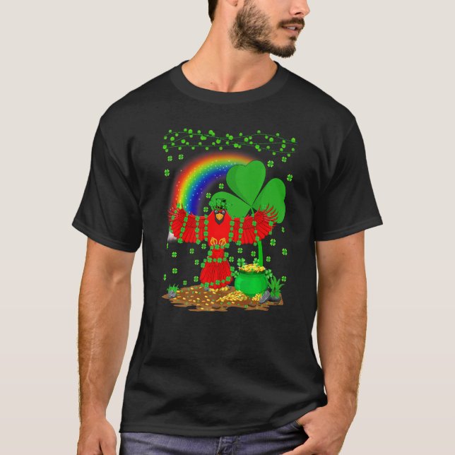 Kardinal Bird Funny Rainbow Kardinal St Patrick's T-Shirt (Vorderseite)