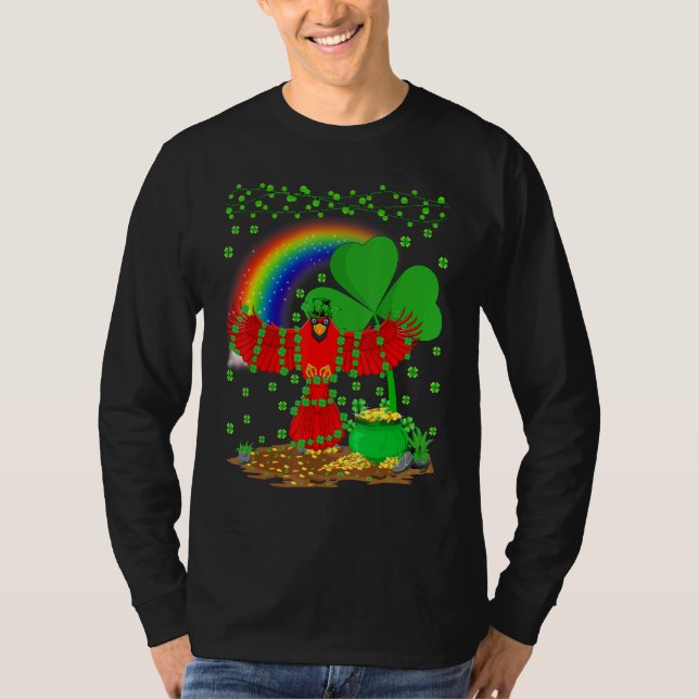 Kardinal Bird Funny Rainbow Kardinal St Patrick's T-Shirt (Vorderseite)