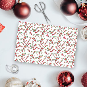 Kardinal Bird in Weihnachtsmannmütze mit Seidenpapier