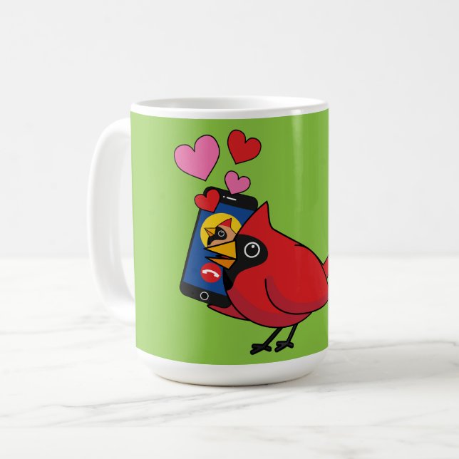 Kardinal Bird Liebe Paarung von Anrufen Kaffeetasse (Vorderseite Links)