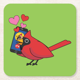 Kardinal Bird Liebe Paarung von Anrufen Rechteckiger Pappuntersetzer