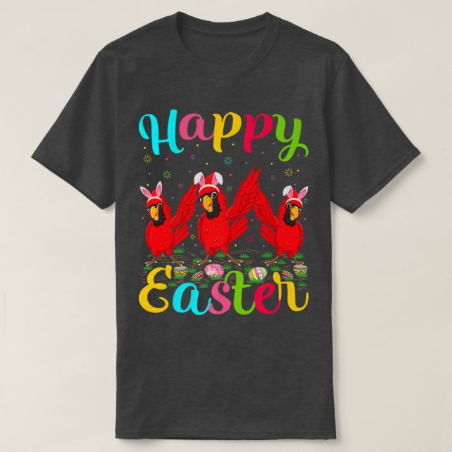 Kardinal Bird Lover Ostereier Bunny Kardinal Happ T-Shirt (Design vorne)