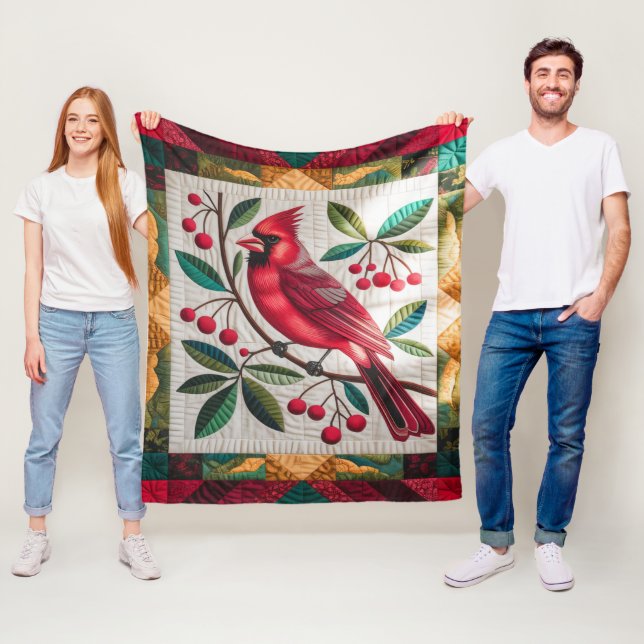 Kardinal Bird Quilt, Fleece Blanket - Vibranred (Beispiel)