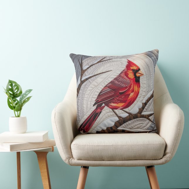Kardinal Bird Quilt & Throw Kissen - Roter Kardina (Stuhl )