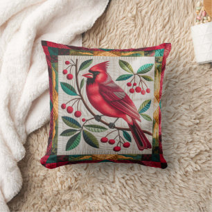 Kardinal Bird Quilt, Throw Kissen Vibranlow Red Ca