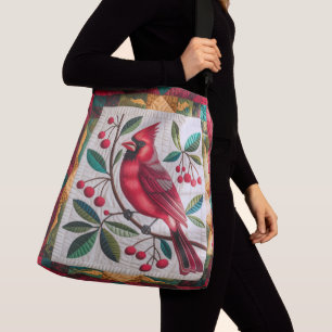 Kardinal Bird Quilt, Tragetaschen - Lebhafter Rote Mit Langen Trägern