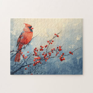 Kardinal Bird Red Berries Puzzle