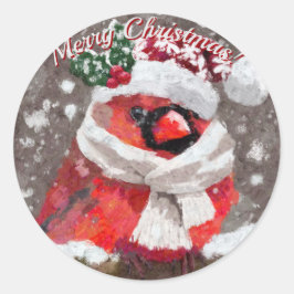 Kardinal Bird Scarf Hat Snow Holiday Runder Aufkleber