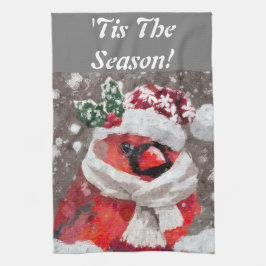 Kardinal Bird Scarf & Hat zu Weihnachten Geschirrtuch