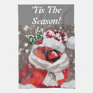Kardinal Bird Scarf & Hat zu Weihnachten Geschirrtuch