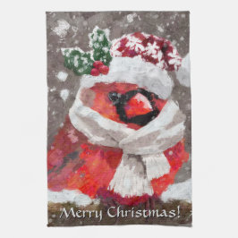 Kardinal Bird Scarf & Hat zu Weihnachten Geschirrtuch