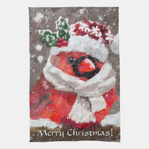 Kardinal Bird Scarf & Hat zu Weihnachten Geschirrtuch