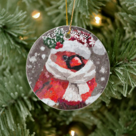 Kardinal Bird Scarhat Schnee Weihnachten Saison Keramik Ornament