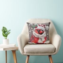Kardinal Bird Scarhat Schnee Weihnachten Saison Kissen