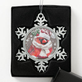 Kardinal Bird Scarhat Schnee Weihnachten Saison Schneeflocken Zinn-Ornament