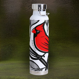 Kardinal Bird Schwarz-weiß Red Tattoo Lines Thor Trinkflasche