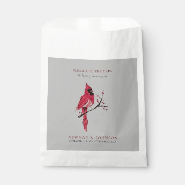 Kardinal Bird Seed Packet Beerdigung Memorial Geschenktütchen (Vorderseite)