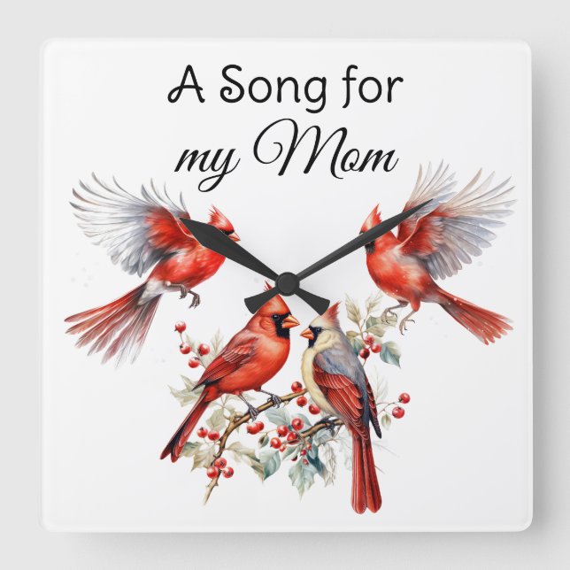 Kardinal-Bird-Wall-Uhr Quadratische Wanduhr (Vorderseite)