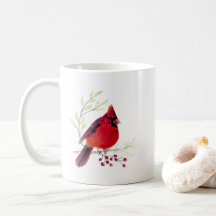 Kardinal Bird Wasserfarbe Tasse Kaffee